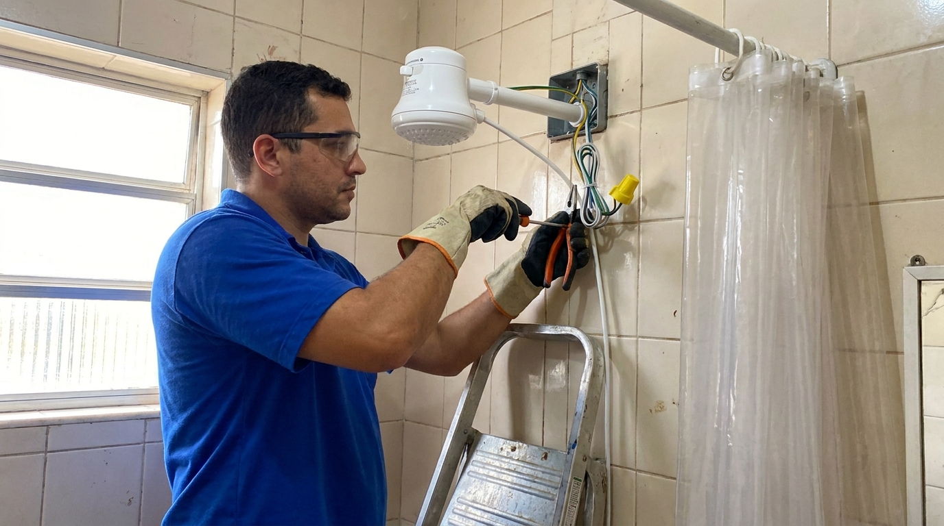 Instalacao de chuveiro eletrico residencial em Santa Maria‑RS